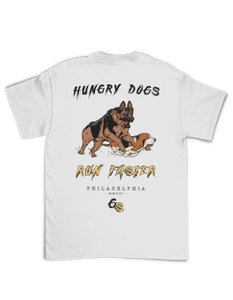 "HUNGRY DOGS RUN FASTER" T-Shirt - Gray